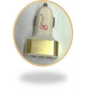 Emaan- 3-in-1 USB Car Adapter - WHITE AND GOLD
